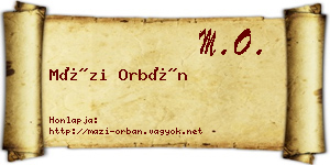 Mázi Orbán névjegykártya